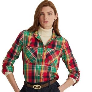 RALPH LAUREN PLAID COTTON TWILL SHIRT